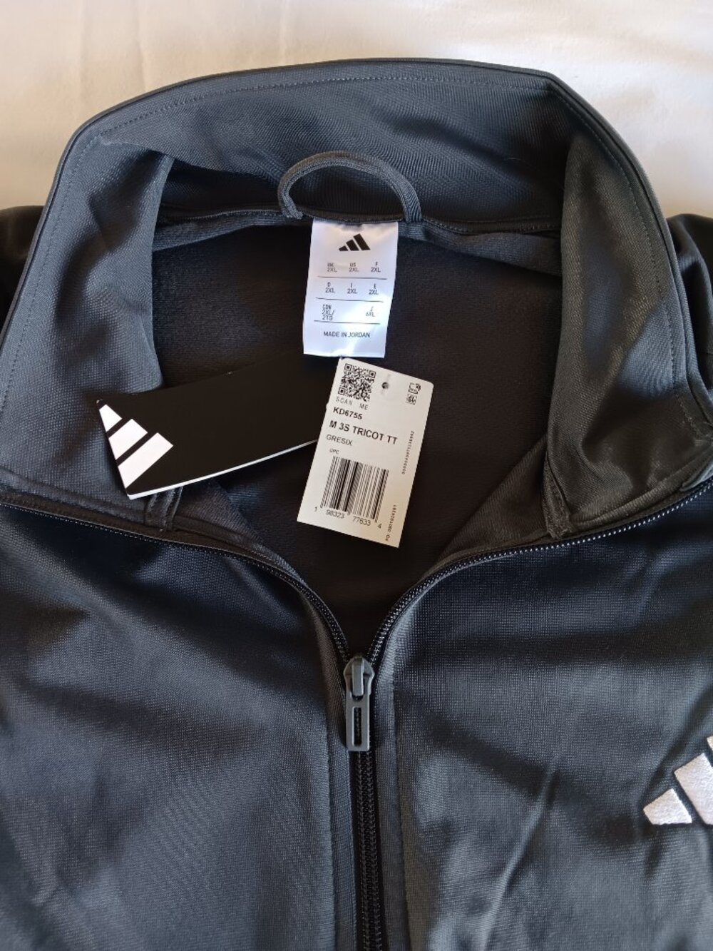 NWT Adidas Essential Gresix Grey Men's Tricot Track Jacket - Size 2XL